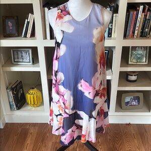 NWT Vince Camuto Purple Pink Floral Chiffon Shift Dress Sz 2 Romantic Feminine